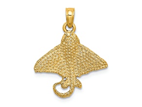 14k Yellow Gold Textured Spotted Eagle Ray Charm