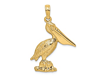 Picture of 14k Yellow Gold Textured Standing Pelican Charm