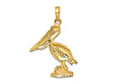 14k Yellow Gold Textured Standing Pelican Charm