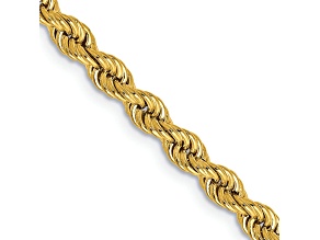 14k Yellow Gold 3.65mm Solid Rope 18 Inch Chain