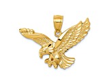 14k Yellow Gold Polished and Textured Eagle Pendant