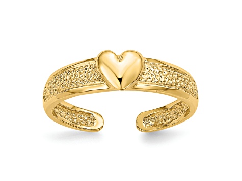 14K Yellow Gold Heart Toe Ring