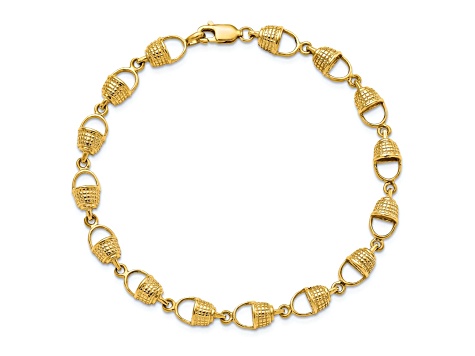 14k Yellow Gold Textured Nantucket Basket Bracelet