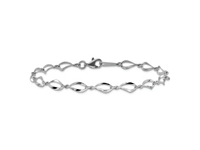 Rhodium Over 10k White Gold 5mm Polished Fancy Link Bracelet