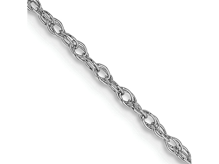 Rhodium Over 10k White Gold 1.3mm Heavy-Baby Rope 18 Inch Chain