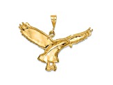 14k Yellow Gold Solid Polished and Textured Eagle Pendant