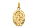 14K Yellow Gold Polished and Satin Miraculous Medal Hollow Pendant