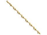 14k Yellow Gold Textured Dolphin and Starfish Link Bracelet