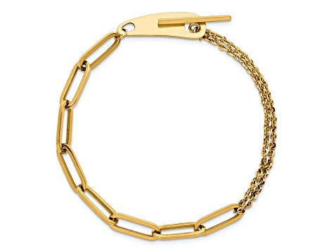 14K Yellow Gold Mixed Link 7.5 inch Toggle Bracelet