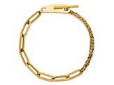 14K Yellow Gold Mixed Link 7.5 inch Toggle Bracelet