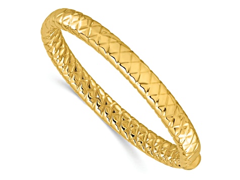 14K Yellow Gold Textured 7.8mm Bangle