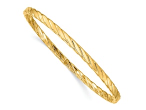 10k Yellow Gold 4mm Twisted Textured Slip-on Bangle