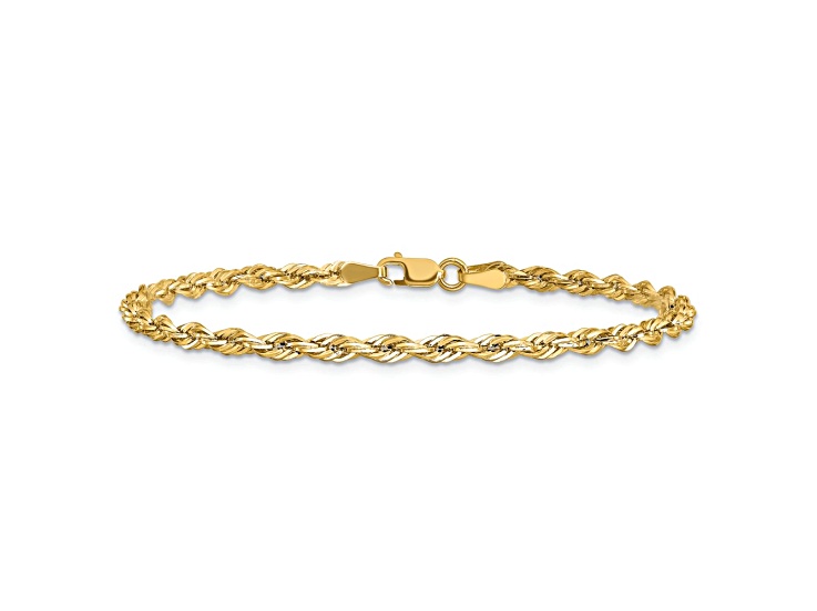 14k Yellow Gold 3mm Rope Link Bracelet, 7 Inches - 17H2LA | JTV