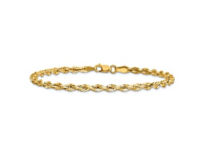 14k Yellow Gold 3mm Rope Link Bracelet, 7 Inches