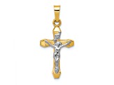 14K Yellow and White Gold INRI Hollow Crucifix Pendant