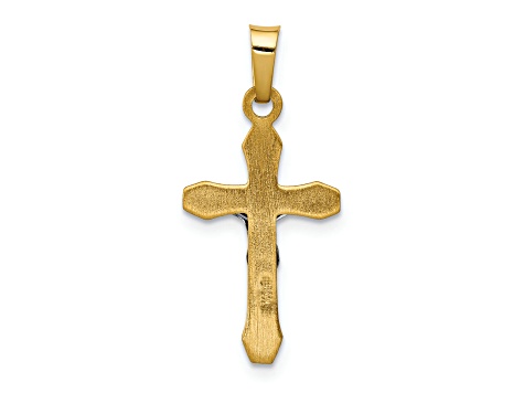 14K Yellow and White Gold INRI Hollow Crucifix Pendant