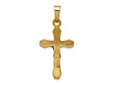 14K Yellow and White Gold INRI Hollow Crucifix Pendant