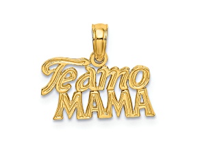 14k Yellow Gold Textured TE AMO MAMA Charm