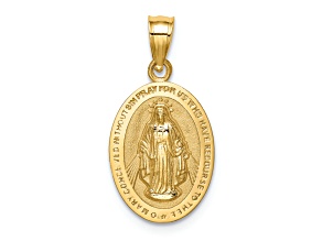 14K Yellow Gold Polished Miraculous Medal Pendant