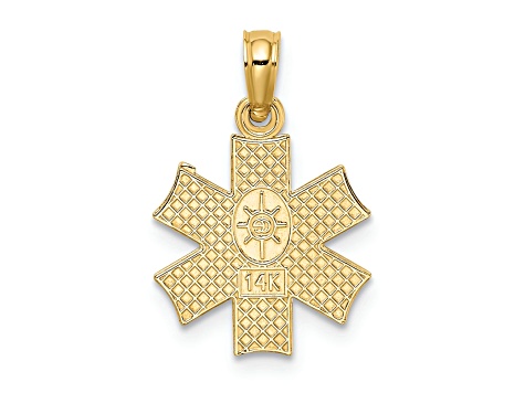 14k Yellow Gold Textured Medical Jewelry Symbol Charm