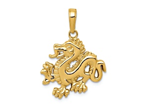 10K Yellow Gold Dragon Pendant