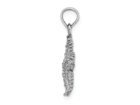 Rhodium Over 14k White Gold Textured Beaded Textured Starfish Pendant