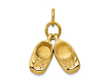 14k Yellow Gold Moveable Polished and Textured Baby Shoes Charm Pendant