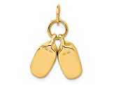 14k Yellow Gold Moveable Polished and Textured Baby Shoes Charm Pendant