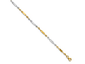 14K Two-tone Polished Twisted Link Anklet