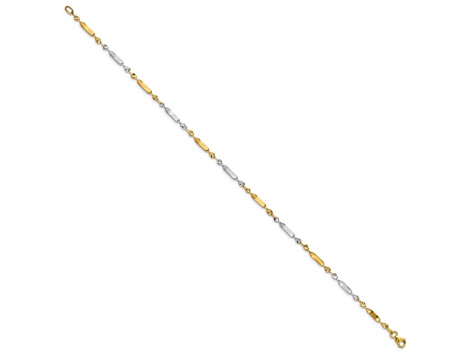 14K Two-tone Polished Twisted Link Anklet