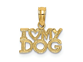 14K Yellow Gold I HEART MY DOG Charm