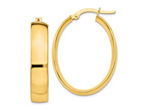 14k Yellow Gold 11/16" Polished Oval Hoop Earrings