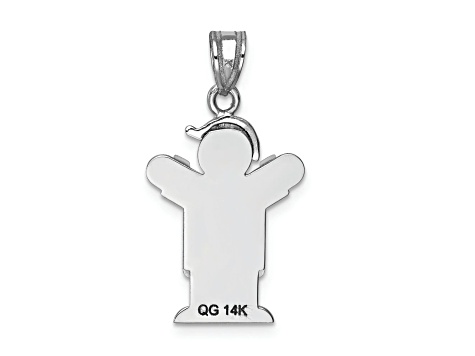 Rhodium Over 14k White Gold Satin Small Boy with Hat on Left Charm