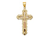 14K Yellow, White and Rose Gold Diamond-cut Crucifix Pendant