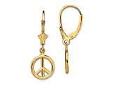 14k Yellow Gold Textured Peace Symbol Earrings