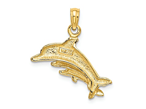 14k Yellow Gold Dolphin with 2 Baby Dolphins Pendant