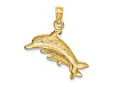 14k Yellow Gold Dolphin with 2 Baby Dolphins Pendant