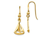 14k Yellow Gold Sailboat Dangle Earrings