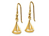 14k Yellow Gold Sailboat Dangle Earrings
