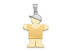 14k Yellow Gold and 14k White Gold Satin Small Boy with Hat on Right Charm