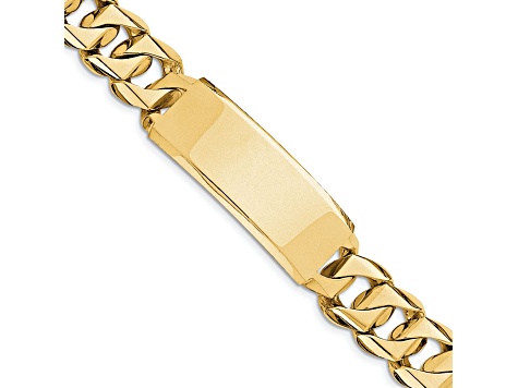 14k Yellow Gold Hand-polished Heavy Curb Link ID Bracelet