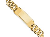 14k Yellow Gold Hand-polished Heavy Curb Link ID Bracelet