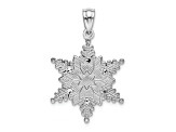 Rhodium Over 14K White Gold Polished and Textured 2 Level Snowflake Pendant