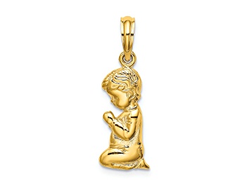 Picture of 14k Yellow Gold Textured Praying Boy Charm