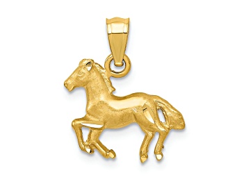Picture of 14K Yellow Gold Diamond-cut Horse Pendant
