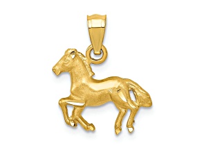 14K Yellow Gold Diamond-cut Horse Pendant