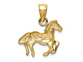 14K Yellow Gold Diamond-cut Horse Pendant
