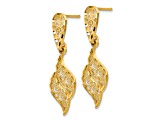 14k Yellow Gold Polished and Diamond-Cut Filigree Swirl Dangle Earrings