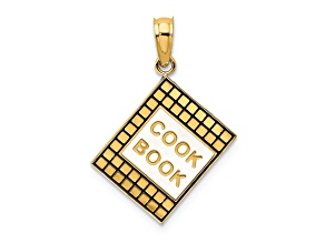 14k Yellow Gold with Black and White Enameled 3D Cook Book Charm