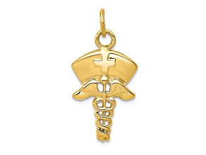 14k Yellow Gold Textured Nurse Symbol Charm Pendant